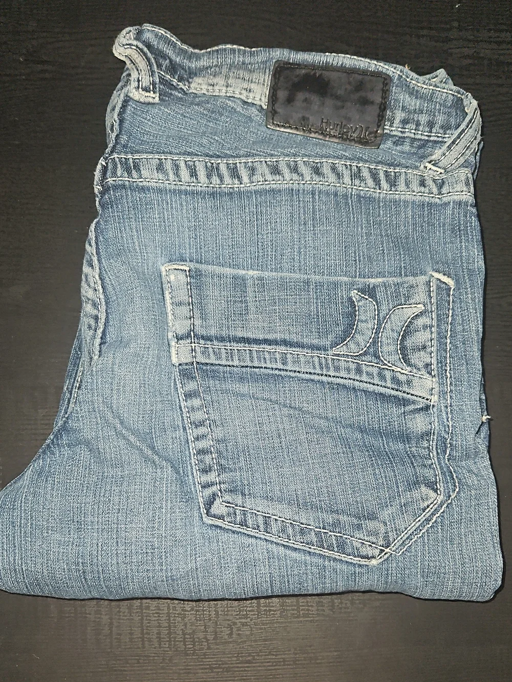 Hurley Faded Blue Denim Jeans with Back Pocket Logo